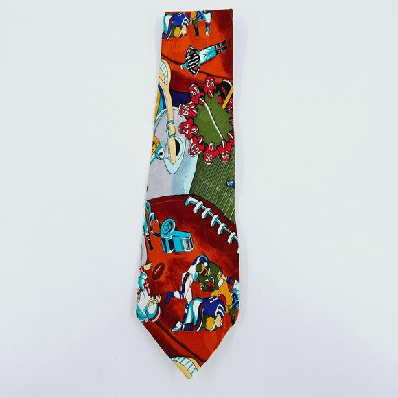 Nicole Miller Tie Vintage 1991 Football Game Day Collection 100% Silk Hand Sewn - Picture 3 of 9